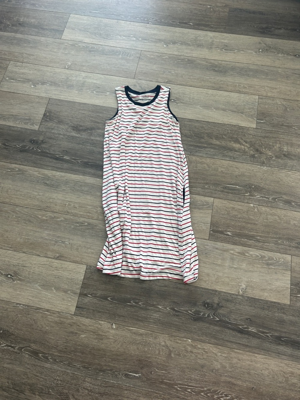 Time and Tru White Tank Maxi Dress with Red and Navy Stripes